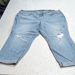 Torrid Light Blue Distressed Cropped Jeans